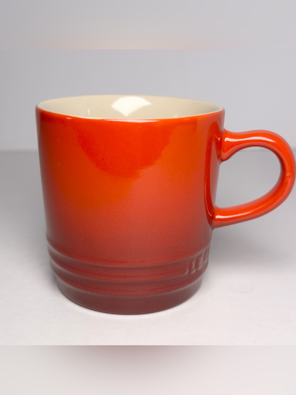 Le Creuset Cappuccino Stoneware Mug 7oz 200ml Cerise Cherry Red Ribbed Bottom